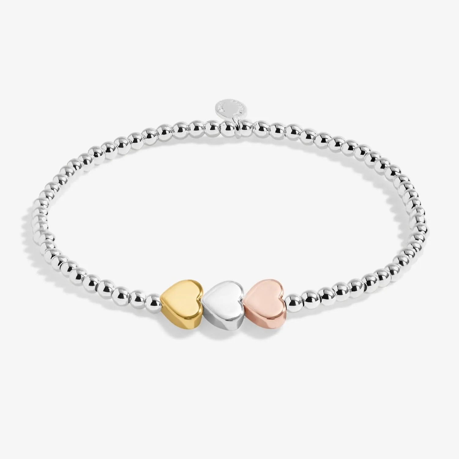 Three Tone Heart Silver Gold Plated & Rose Gold Plated Anklet 8623 Joma Jewellery