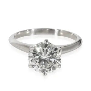Tiffany & Co. Jewelry Solitaire Diamond  Engagement  Ring in  Platinum I VS1 2.17 CTW