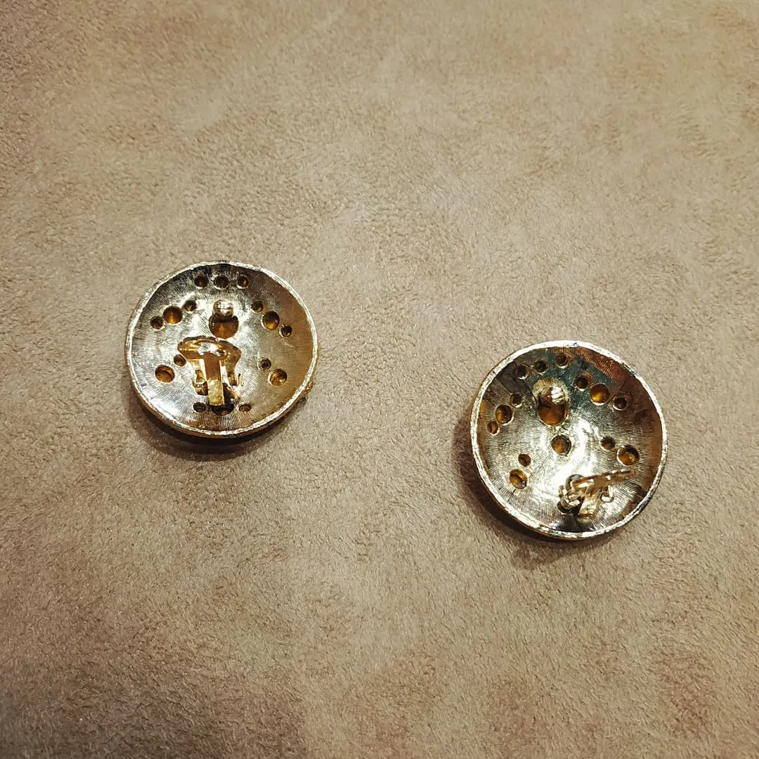 Vintage Multi colour glass stone clip on earrings