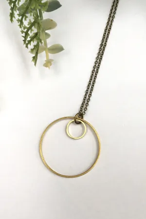 Wine on Sundays Jewelry Simple Brass Double Circle Necklace
