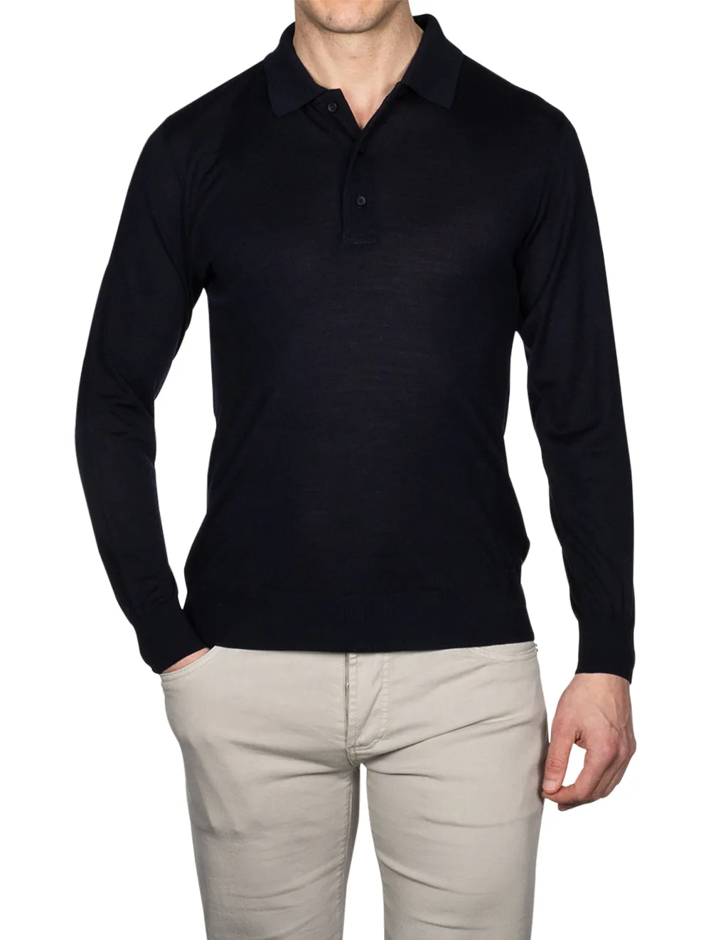 Wool Polo Shirt Navy