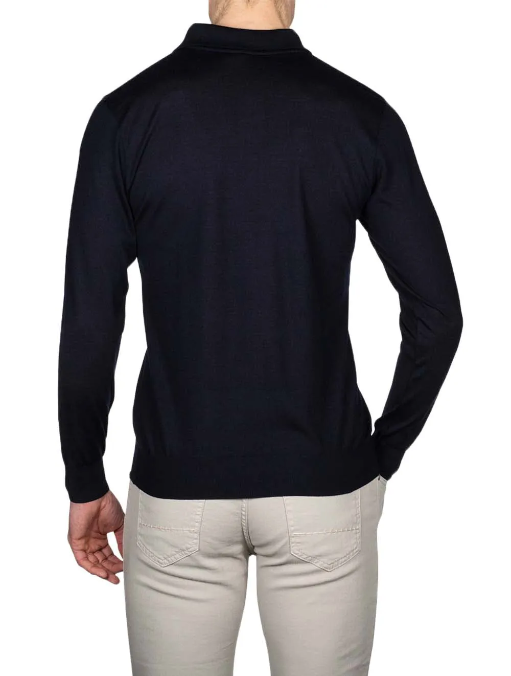 Wool Polo Shirt Navy